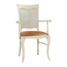Dining Chair With Ivory Decapé Finish, With Armrests
