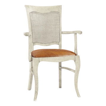 Dining Chair With Ivory Decapé Finish, With Armrests