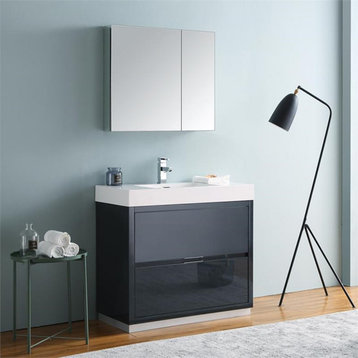 Fresca Valencia 36" Modern Wood Bathroom Vanity with Cabinet in Dark Slate Gray
