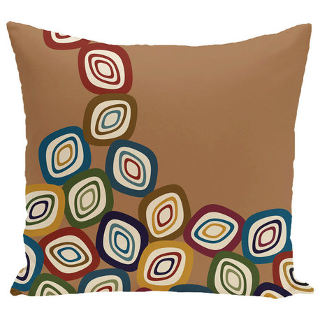 Falling Leaves Geometric Print Pillow, Brown, 16"x16"