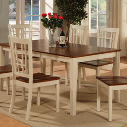 Nicoli Dining Table + 6 microfiber padded chairs buttermilk cherry SKU# N7-WHI-W - Dining Sets