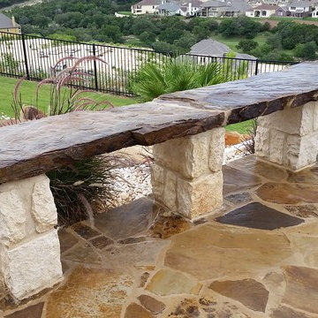 Multi-Level Patio with Hot Tub Water Feature and Boulder Staircase