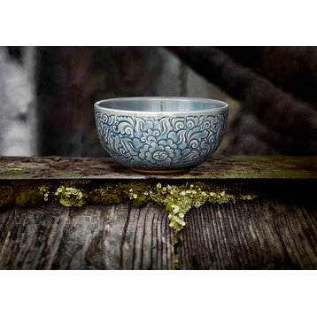 Blue Celadon Bowls - Allover Floral, Medium