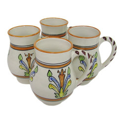 Le Souk Ceramique - Large Stoneware Mugs, Set of 4, Salvena Design - Mugs