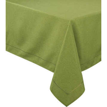 Melrose Easy Care Cutwork Hemstitch 70"x120" Tablecloth, Spring Green