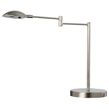 15.75" Tall "Luna" Swing Arm LED Desk Lamp, Satin Steel