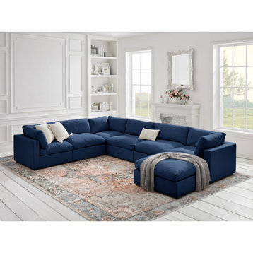 Rustic Manor Aranza Sofas - Upholstered,  Linen, Navy