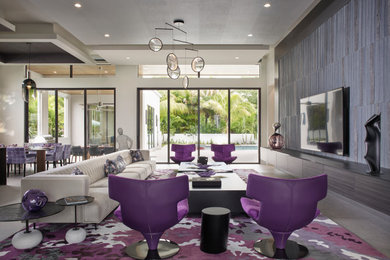 Example of a trendy living room design in Miami