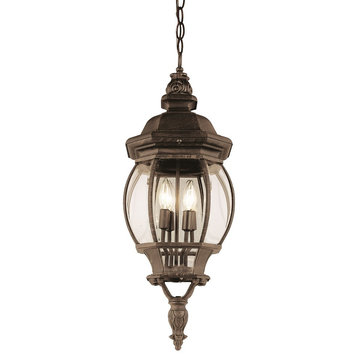 Parsons 4-Light Hanging Lantern, Rust With Clear Beveled