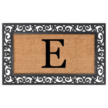 Classic Monogrammed Rubber Welcome Mat, E