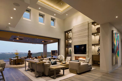 Example of a trendy living room design in San Diego