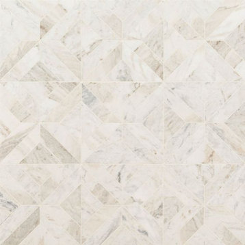 Arabescato Venato White Argyle 12X12 Honed Marble Mosaic, 4x4 or 6x6 Sample