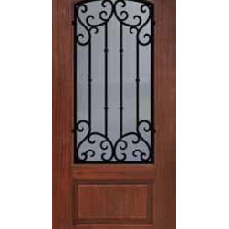 Single Door 80 Fiberglass Valencia Arch Lite Wrought Iron - Front Doors