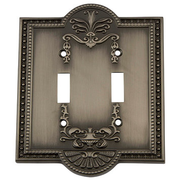 NW Meadows Switch Plate With Double Toggle, Antique Pewter