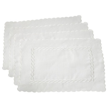Abigail Collection Embroidered Braid Pattern 14"x20" Placemats, Set of 4