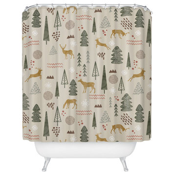 Marta Barragan Camarasa Deer Christmas Forest Shower Curtain, 71x74"