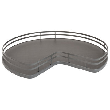 Solid Surface Kidney Lazy Susan, Corner Base With Swivel, Gray, 32Wx32Dx4.25H