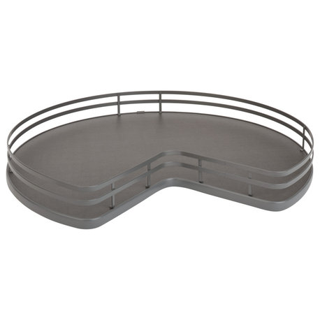 Solid Surface Kidney Lazy Susan, Corner Base With Swivel, Gray, 32Wx32Dx4.25H