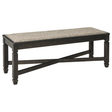 Tyler Creek Upholstered Bench, Casual Style, Black and Gray