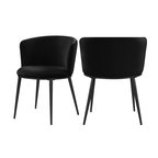 The Almar Dining Chair, Black, Velvet and Iron (Set of 2)