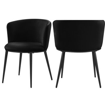 The Almar Dining Chair, Black, Velvet and Iron (Set of 2)