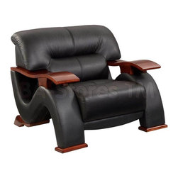 Chair in Black Ultra Bonded Leather - Armchairs And Accent Chairs