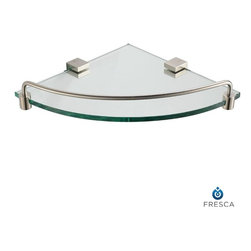 Fresca Ottimo Corner Glass Shelf - Brushed Nickel FAC0448BN - Bathroom Accessories