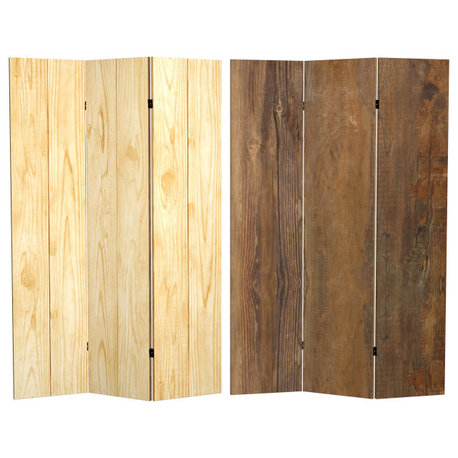 6' Tall Double Sided Wood Grain Canvas Room Divider