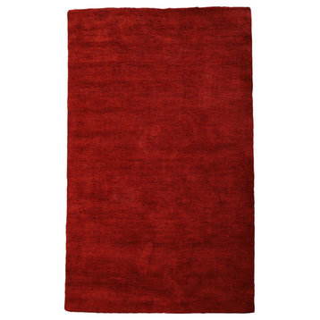 Hand Knotted Loom Wool Area Rug Solid Red, [Rectangle] 3'x5'