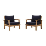 Patio Teak Chair in Navy and Natural - Set of 2