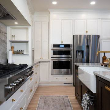 Custom Plaster Hood in White and Wood Kitchen