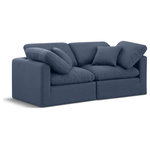 Meridian Furniture - Indulge Upholstered Modular Sofa, Navy, 2-Piece: 2 Corner Chair, Down Stuffed Linen Textured Fabric - Experience ultimate comfort and style with our navy linen textured fabric Indulge Sofa. The luxurious linen texture of the fabric will elevate the aesthetic of any room. This sofa provides ample space for you to relax while its modular build offers the option of unlimited configurations. Whether you're looking to add a stylish element to your living room or a comfortable seating option to your bedroom, this sofa is the perfect choice.