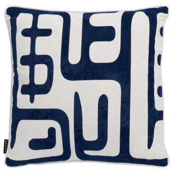 Safavieh Maize Pillow, Beige/Navy, 1'8" Square