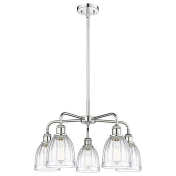 Brookfield 5-Light 24" Stem Chandelier, Polished Chrome Finish, Clear Shade