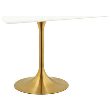 Modway Lippa 36" Square Wood Top Dining Table in Gold/White -EEI-3212-GLD-WHI