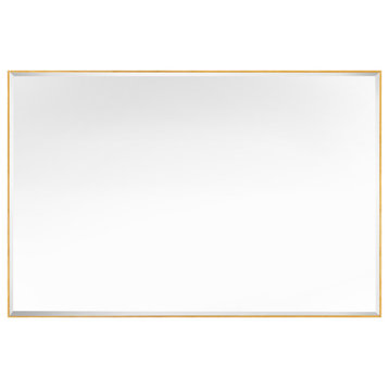 Metal Framed Rectangle Beveled Edge Wall Mirror Bathroom Vanity Mirror, Gold, 24"x36"