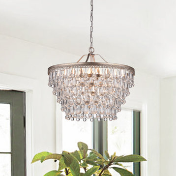 Nerthus 6 - Light Chandelier with Crystal Accents