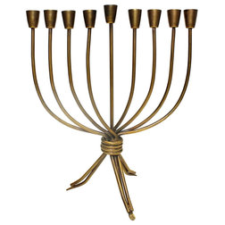 Contemporary Holiday Lighting Lamp Lighters Ultimate Judaica Menorah, Iron Gold, 11"
