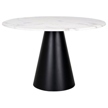 Round White Marble Pedestal Dining Table | OROA Degas