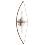 Artcraft Lighting - Arco AC11485 Wall Light,  Brushed Nickel/Wood - The Arco collection of chandeliers is inspired within the natural bamboo theme. The "faux" wood arms are suspended by aircraft cable and the metal work is plated in brushed nickel. The wall sconce is shown. (Matching single pendant, floor lamp, and chandeliers available).