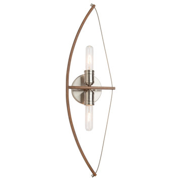 Arco AC11485 Wall Light,  Brushed Nickel/Wood