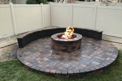 Paver Patio with Gas Firepit and Built-In Seating
