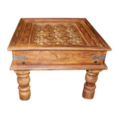Mogul Interior - Consigned Antique Indian Coffee Unique Cocktail Table Solid Wood Tea Table - Coffee Tables