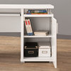 White Floating Top Computer Desk With Drawers Cabinet Keyboard Tray
