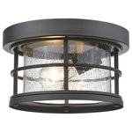 Z-Lite - Z-Lite 555F-BK Exterior Additions 1 Light Outdoor Flush Ceiling Mount in Black - With its sturdy dual frames encasing uniqueseedy glass panels, this flush mount exudes a classic craftsmen style that is bold yet charming. Available in Black or Oil Rubbed Bronze, these fixtures will accent any outdoor setting.