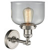 Large Bell 1-Light LED Sconce, Brushed Satin Nickel, Glass: Clear