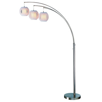 Deion 3 Light Arch Lamp - Polished Steel, LED