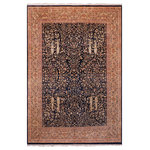 Bareens Designer Rugs - Antique Vegetable Dyed Kashan Blue/Dark Gold Wool Rug - 8'2'' x 10'2'' - Designed with mesmerizing intricacy and gorgeous color palette, this hand-knotted masterpiece demonstrates the beauty and electrifying thrill of Pak Persian art. These meticulously hand-knotted Pak-Persian rug is made with pure wool and features breathtaking traditional, transitional, and tribal designs in bold luxurious color pallets. Known for their intricate designs these rugs are a reproduction of Persian rugs, made in Pakistan with unique Mughal designs. Made by master weavers using the same Persian texture, design and dying technique, we wanted to produce the most significant manifestation of Persian art, life, and culture. This rug is most famous for its exceptional quality, incredible designs, patterns, and vibrant rich color. Pak-Persian rugs made with Persian weave with high knot counts, which enables the high intricacy and detail found in the patterns are also referred to as "State of art", each color adds a rich beautiful detail in the artwork of this rug. The design, color, and beautiful chromatic composition with a vibrant sheen with intricate designs, exude beauty, elegance, and quality make this rug a masterpiece of its own.
