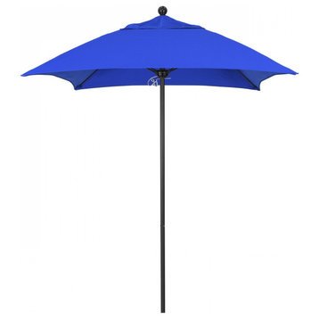 6' Patio Umbrella Black Pole Fiberglass Rib Push Lift Sunbrella, Pacific Blue