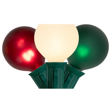 10-Count Frosted Red White and Green G50 Globe Patio Lights 9' Green Wire
